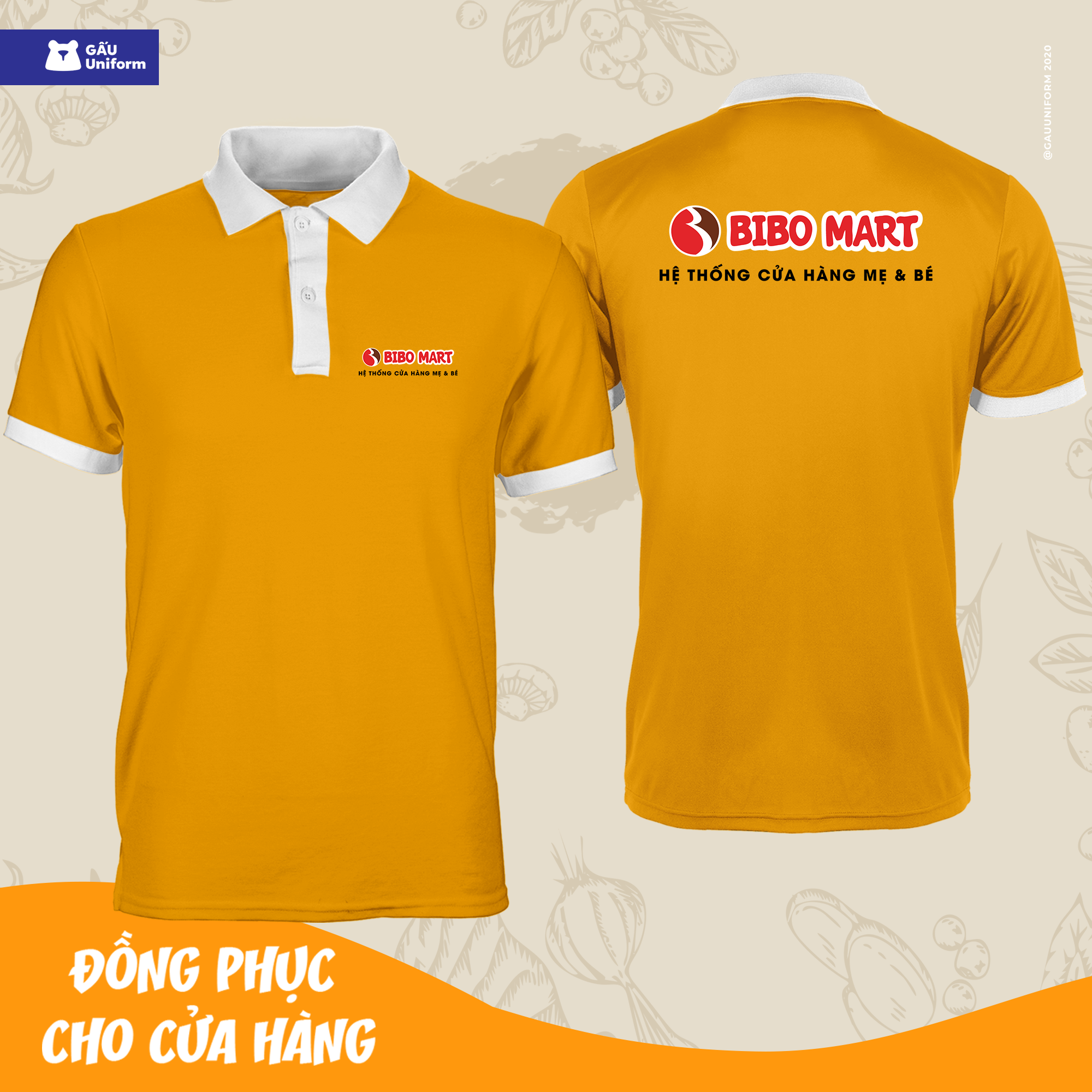 Áo đồng phục màu vàng cho cửa hàng