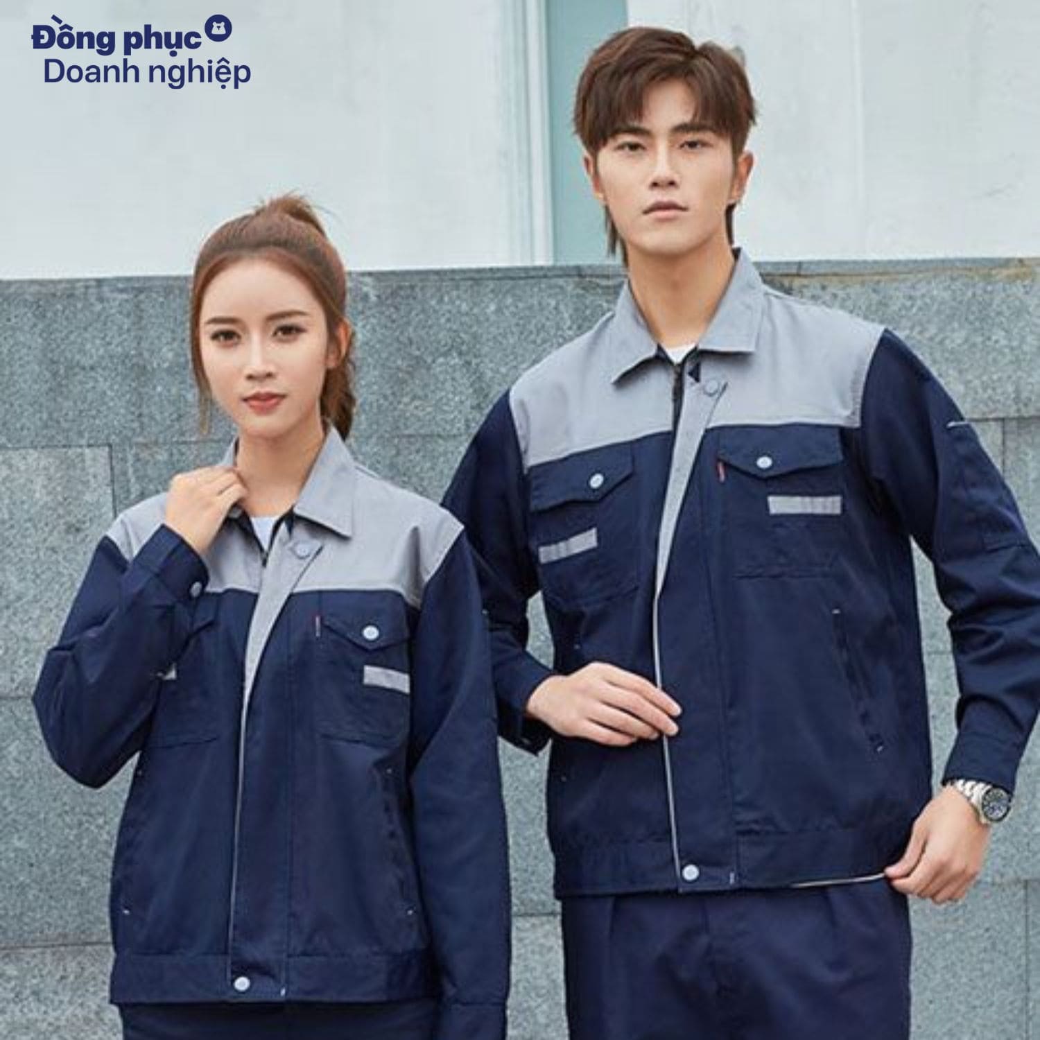 Bộ đồ bảo hộ lao động màu xanh dương Bộ đồ bảo hộ lao động màu xanh dương