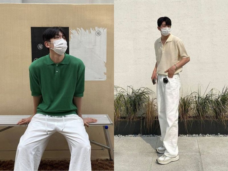 Áo polo phối cùng với quần ống rộng đem lại sự trẻ trung và trendy Áo polo phối cùng với quần ống rộng đem lại sự trẻ trung và trendy