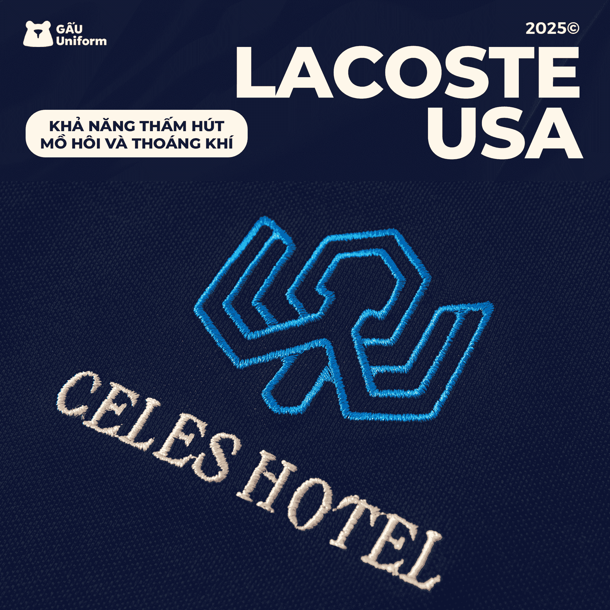 Vải lacoste USA đồng phục shinhan bank Vải lacoste USA đồng phục shinhan bank