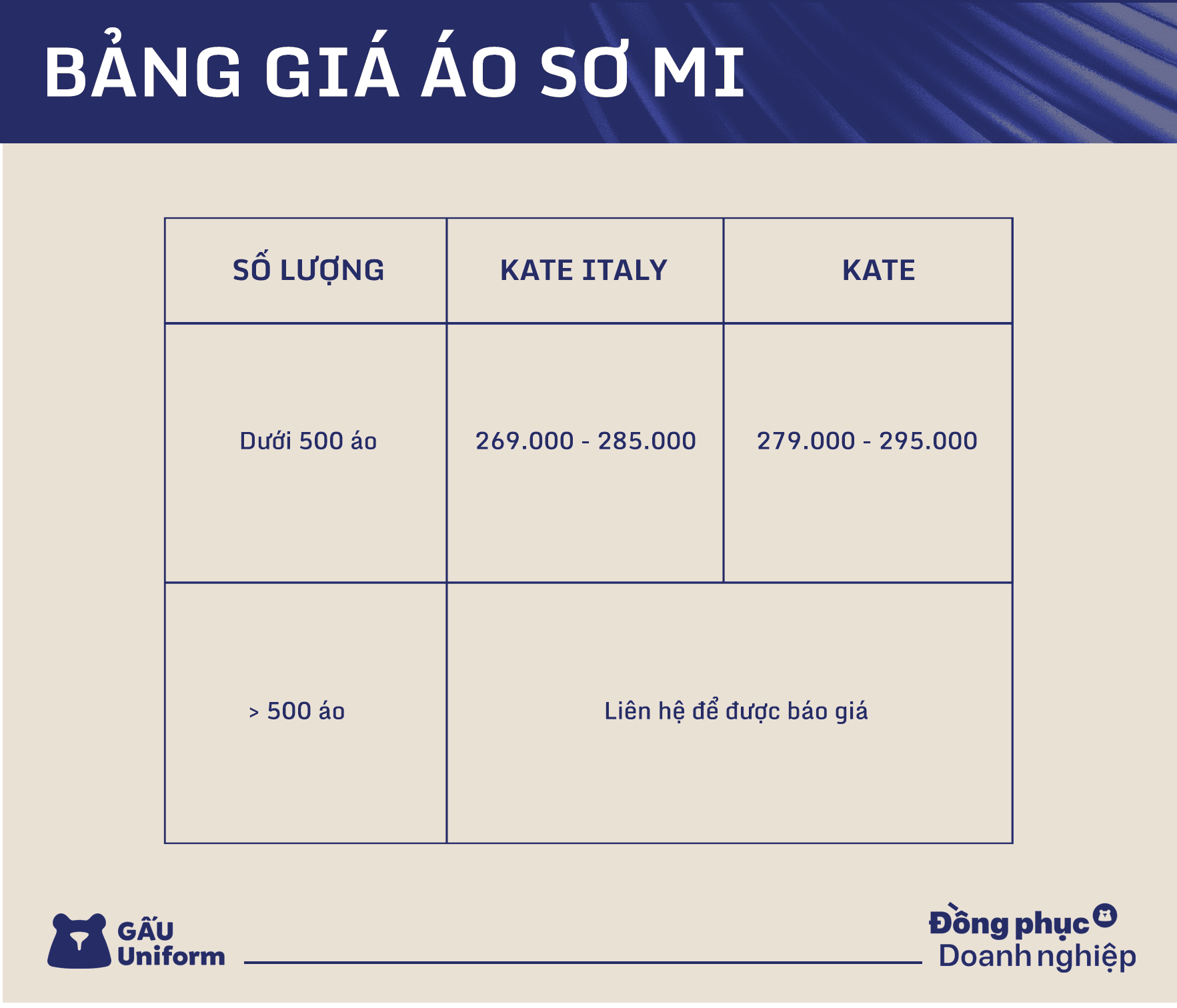 Bảng giá áo đồng phục sơ mi công ty Bảng giá áo đồng phục sơ mi công ty