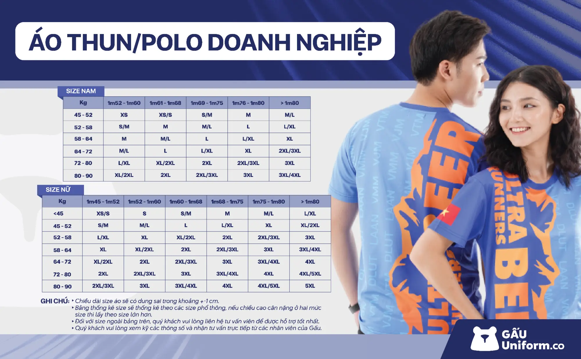 Bảng size may áo đồng phục tphcm Bảng size may áo đồng phục tphcm