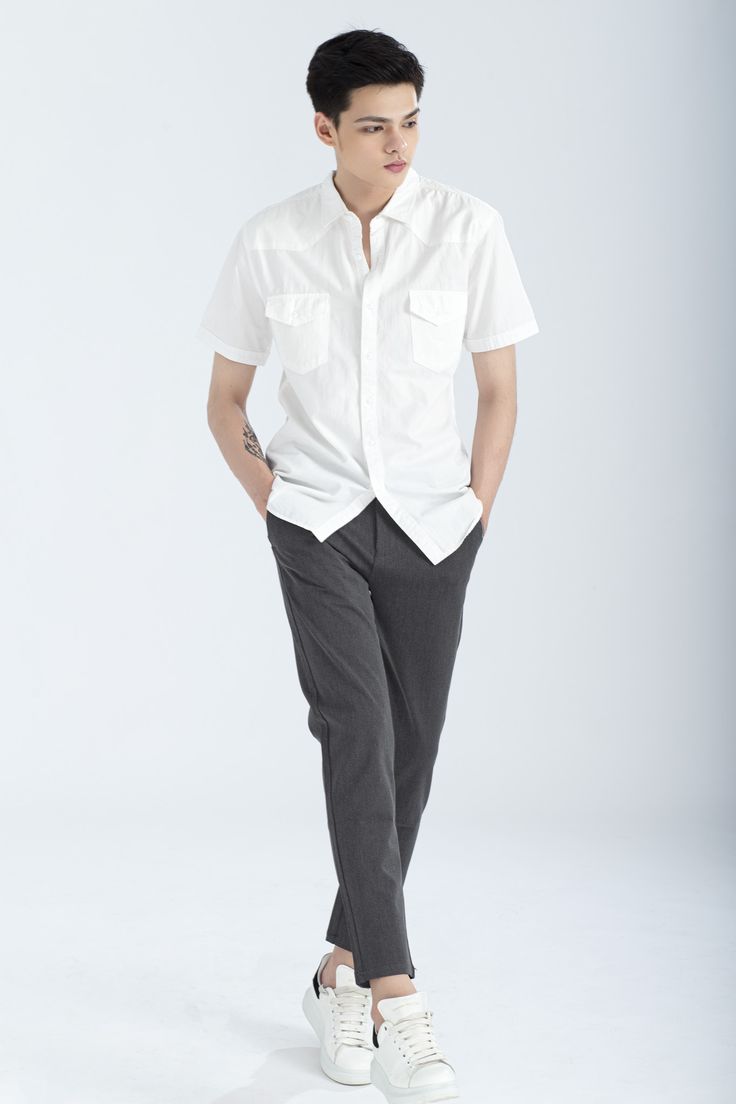 Cách phối đồ cơ bản, dễ mặc outfit sơ mi trắng nam