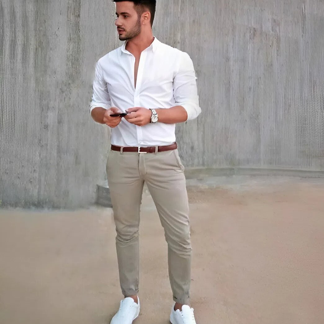 phối đồ quần tây áo sơ mi trắng nam cổ điển phối đồ áo sơ mi trắng nam